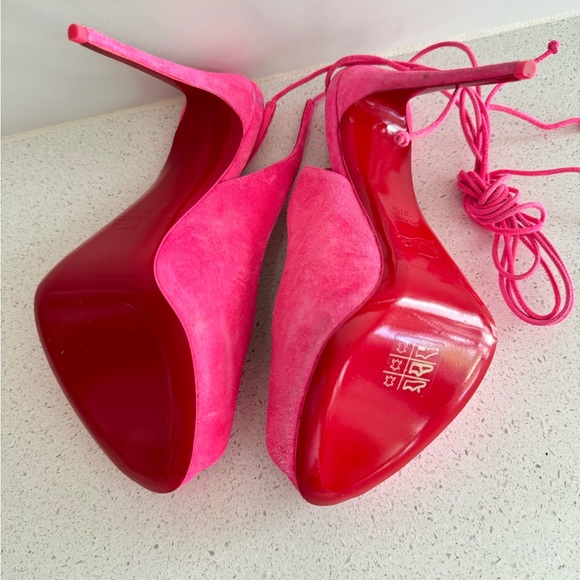 Christian Louboutin LACE UP NVP SUEDE PEEP-TOE PUMPS Pink EU 37.5 - Picture 7 of 7